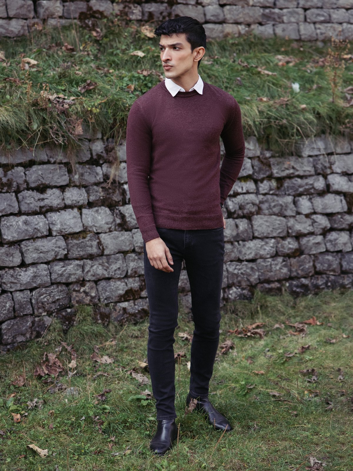 Edenrobe - Men's Burgundy Sweater - EMTSWT23-008