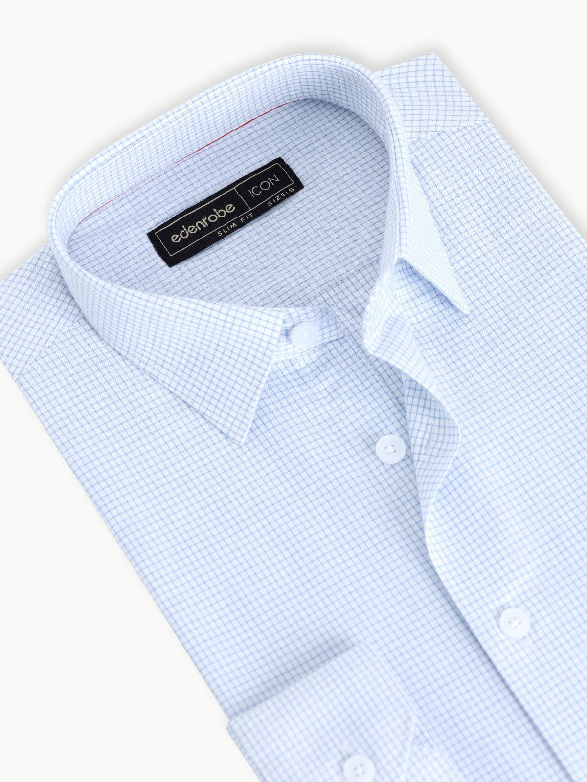Edenrobe - Men's White & Blue Shirt - EMTSI23-50291