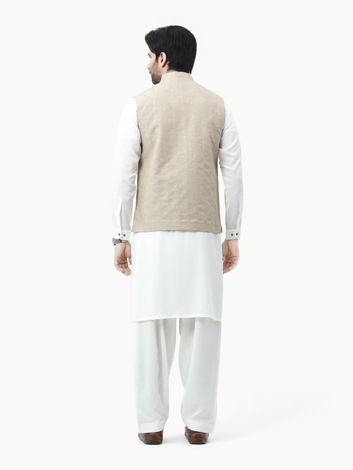 Edenrobe - Men's Beige Waist Coat Ceremonial - EMTWCC22-133