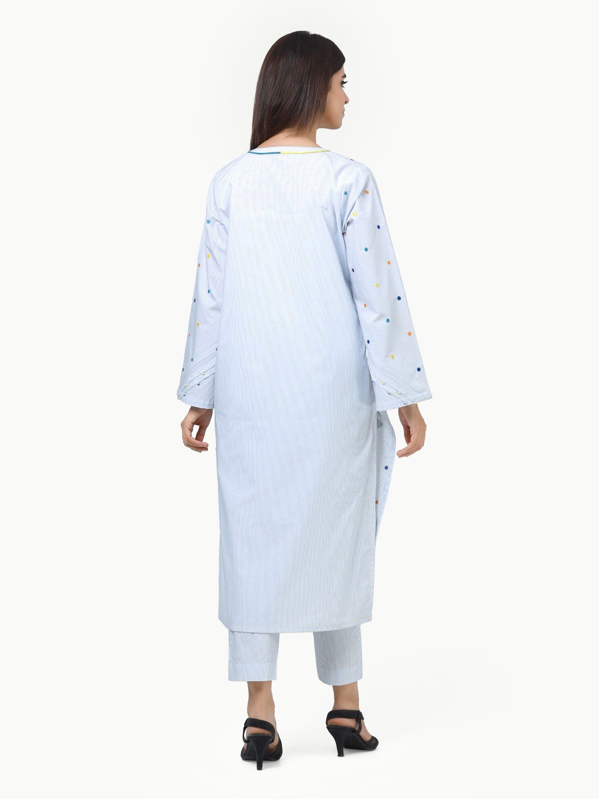 Edenrobe - Pret 2Pc Embroidered Polyester Shirt Trouser - EWTKE23-69248ST