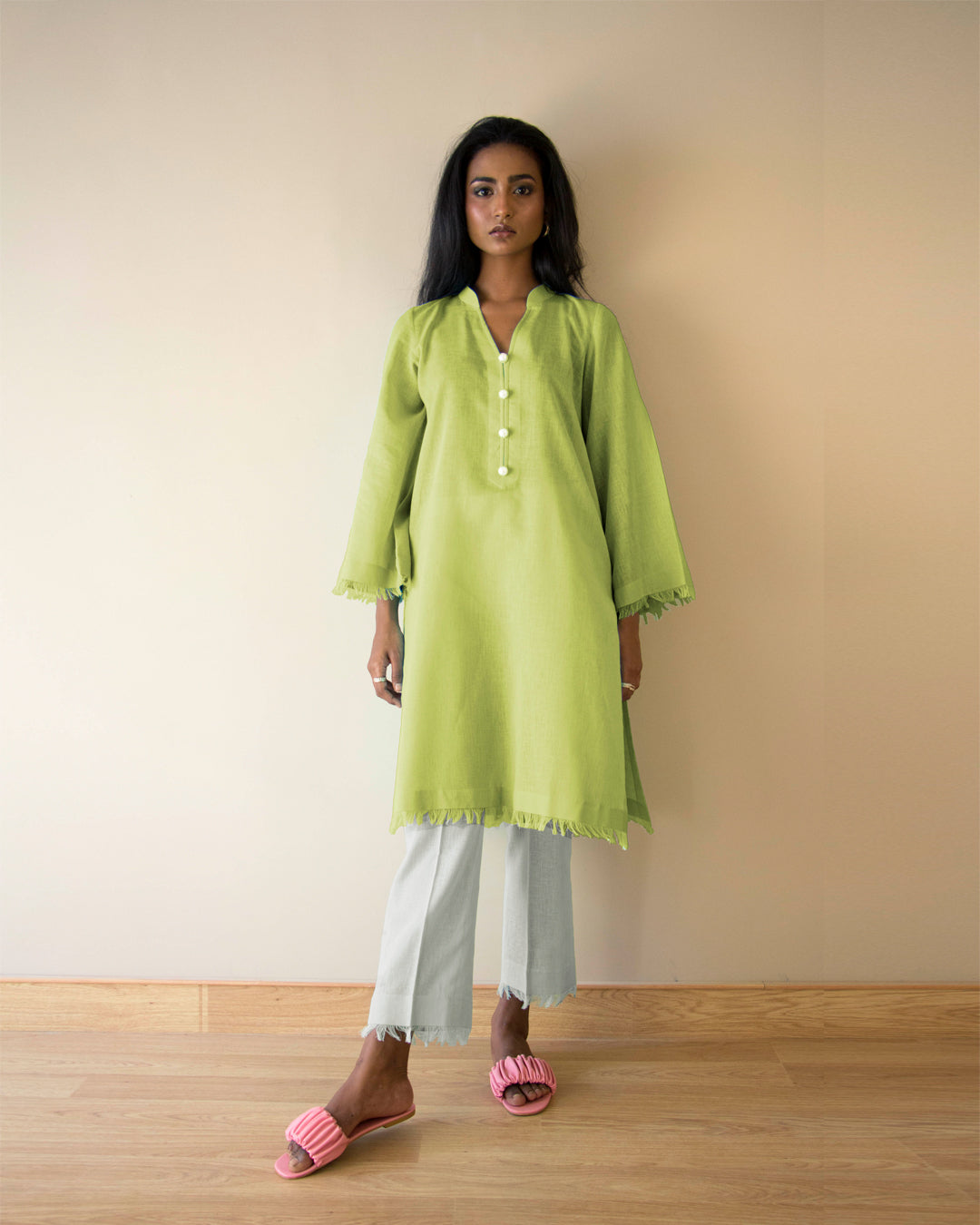 Ayesha Naveed - Green frayed set