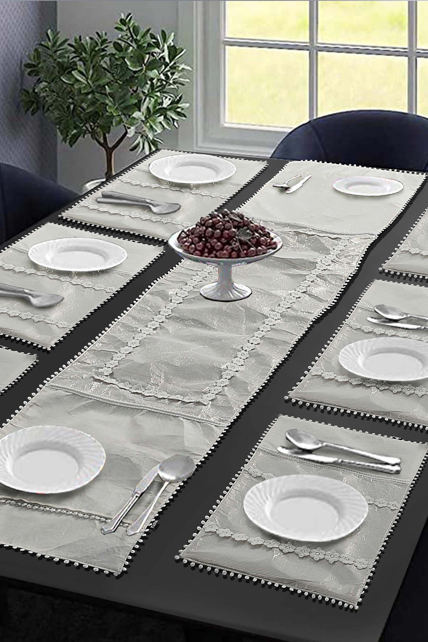 Nishat Linen - Mother of Pearl Table Runner Set - 5 Piece