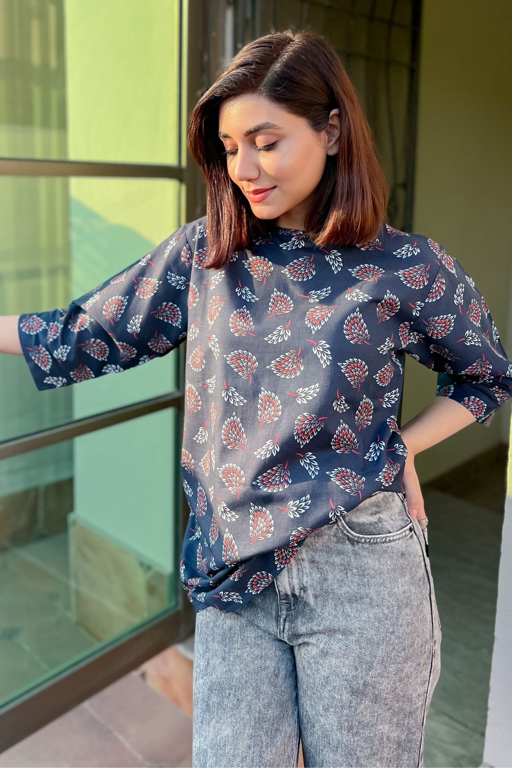 Celina - Printed Khaddar Kurti - D34