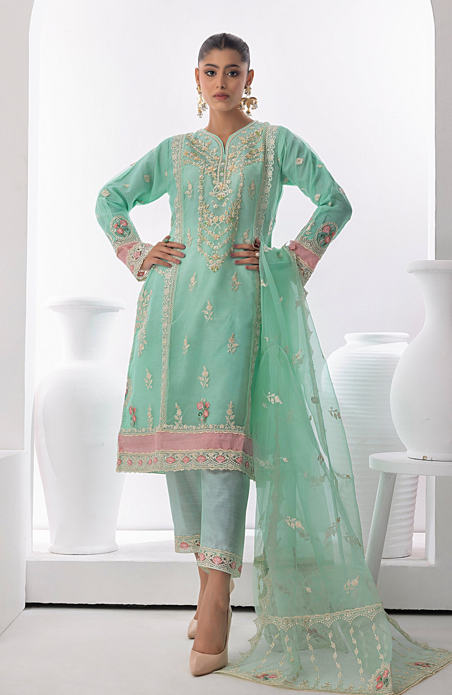 Alzohaib - 3 PC - STITCHED ORGANZA SERIES-AZP-23-03
