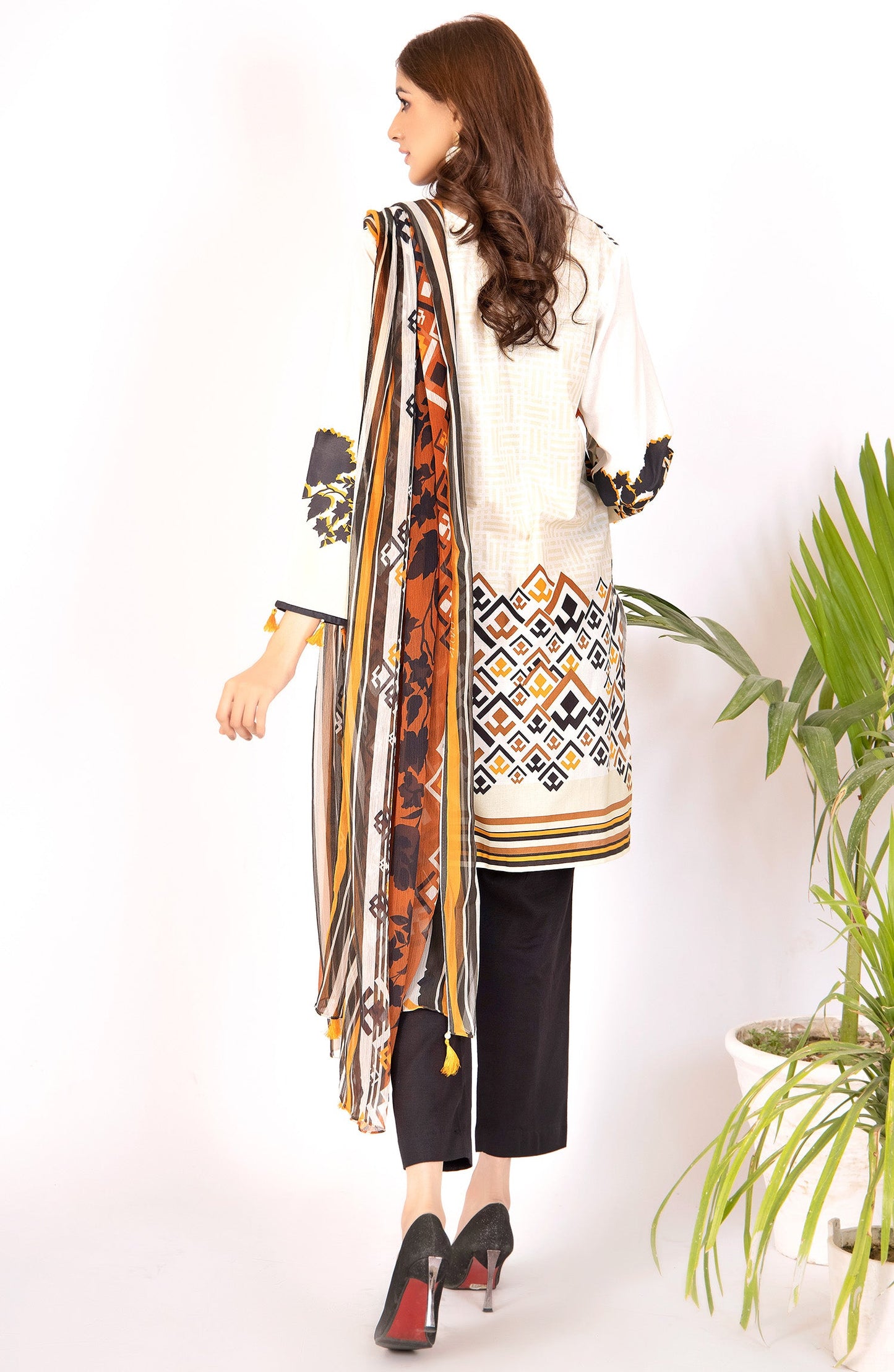 Orient - Unstitched 2 Piece Embroidered Lawn Shirt & Chiffon Dupatta