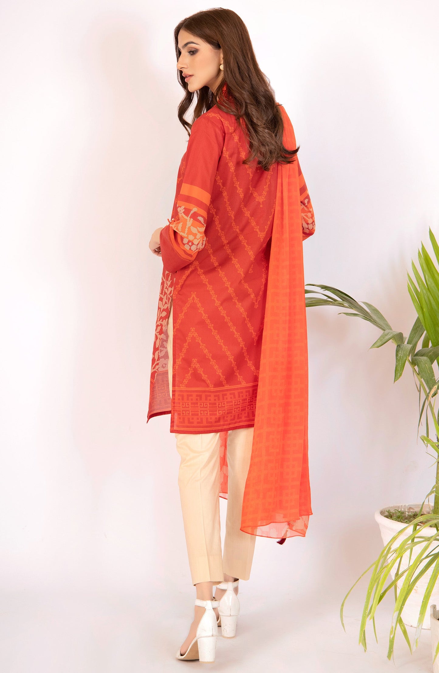 Orient - Unstitched 2 Piece Embroidered Lawn Shirt & Chiffon Dupatta