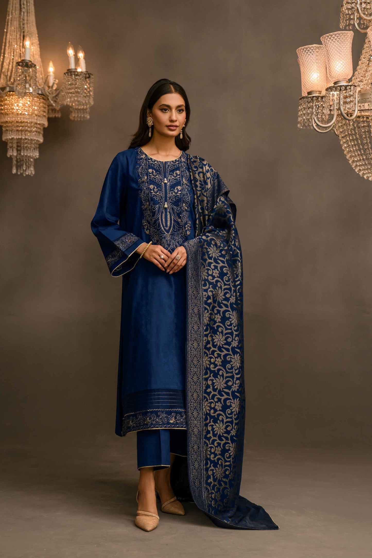 Nishat Linen - 3 Piece - Jacquard Embroidered Suit - 42303414