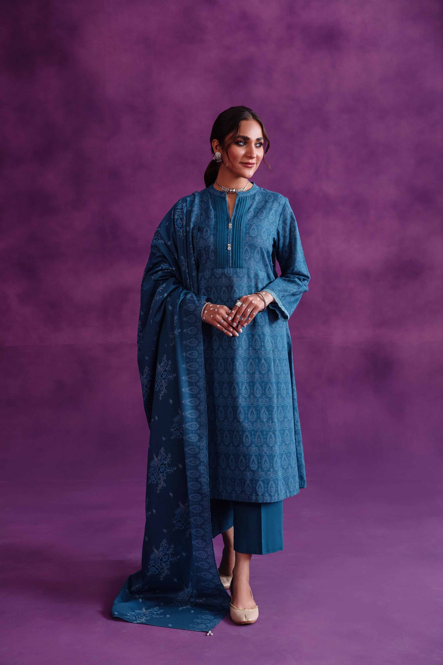 Nishat Linen - 3 Piece - Printed Loose Fabric - 42304050