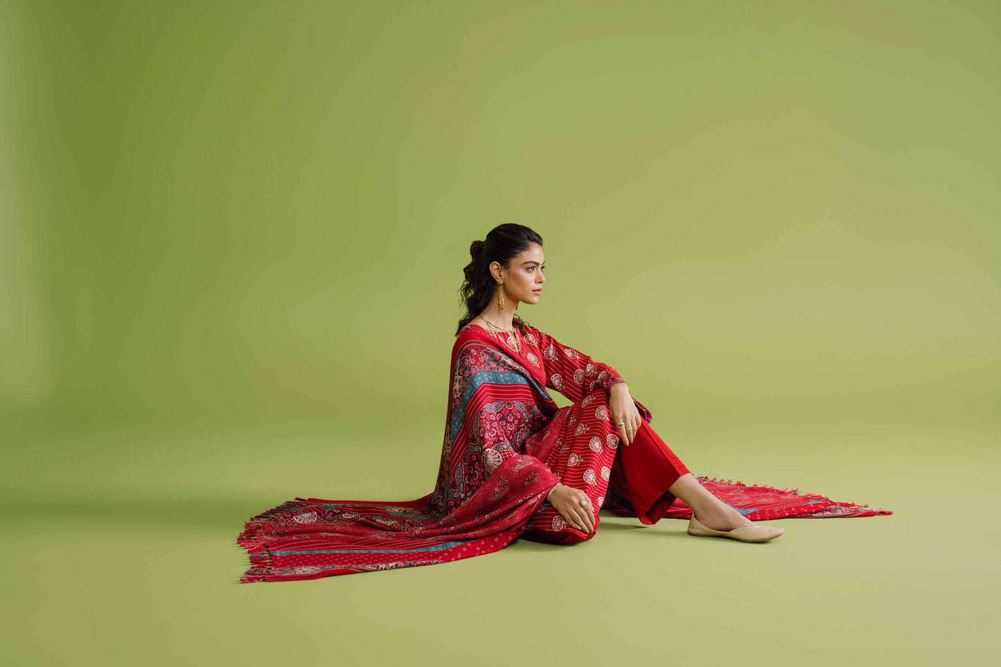 Nishat Linen - 3 Piece - Printed Loose Fabric - 42304087