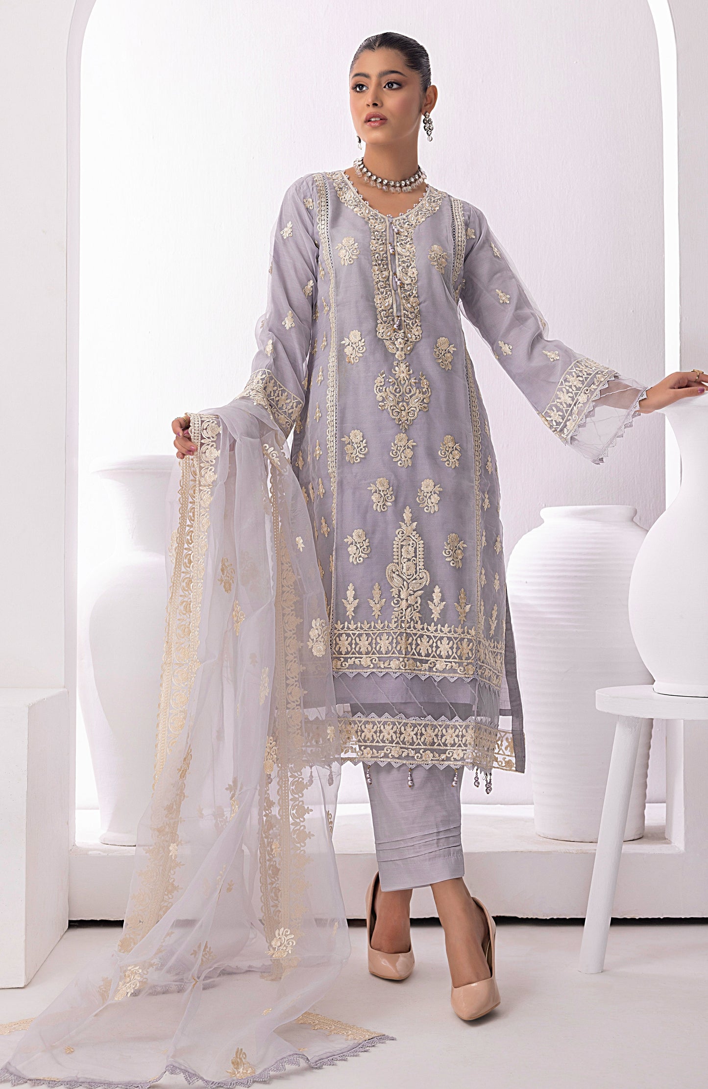Alzohaib - 3 PC - STITCHED ORGANZA SERIES-AZP-23-05