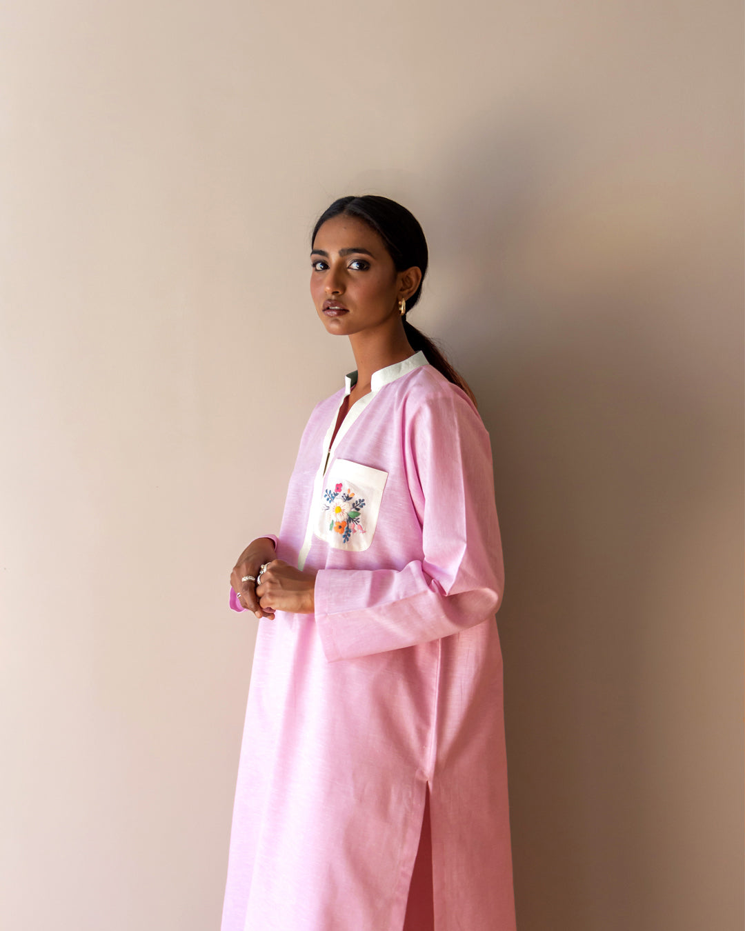 Ayesha Naveed - Embroidered pocket kurta