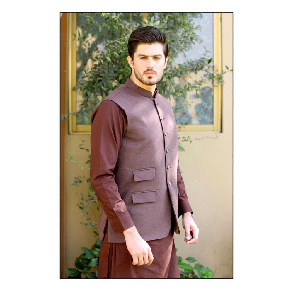 Bareeq Outfits - Chocolate-Brown Waist Coat