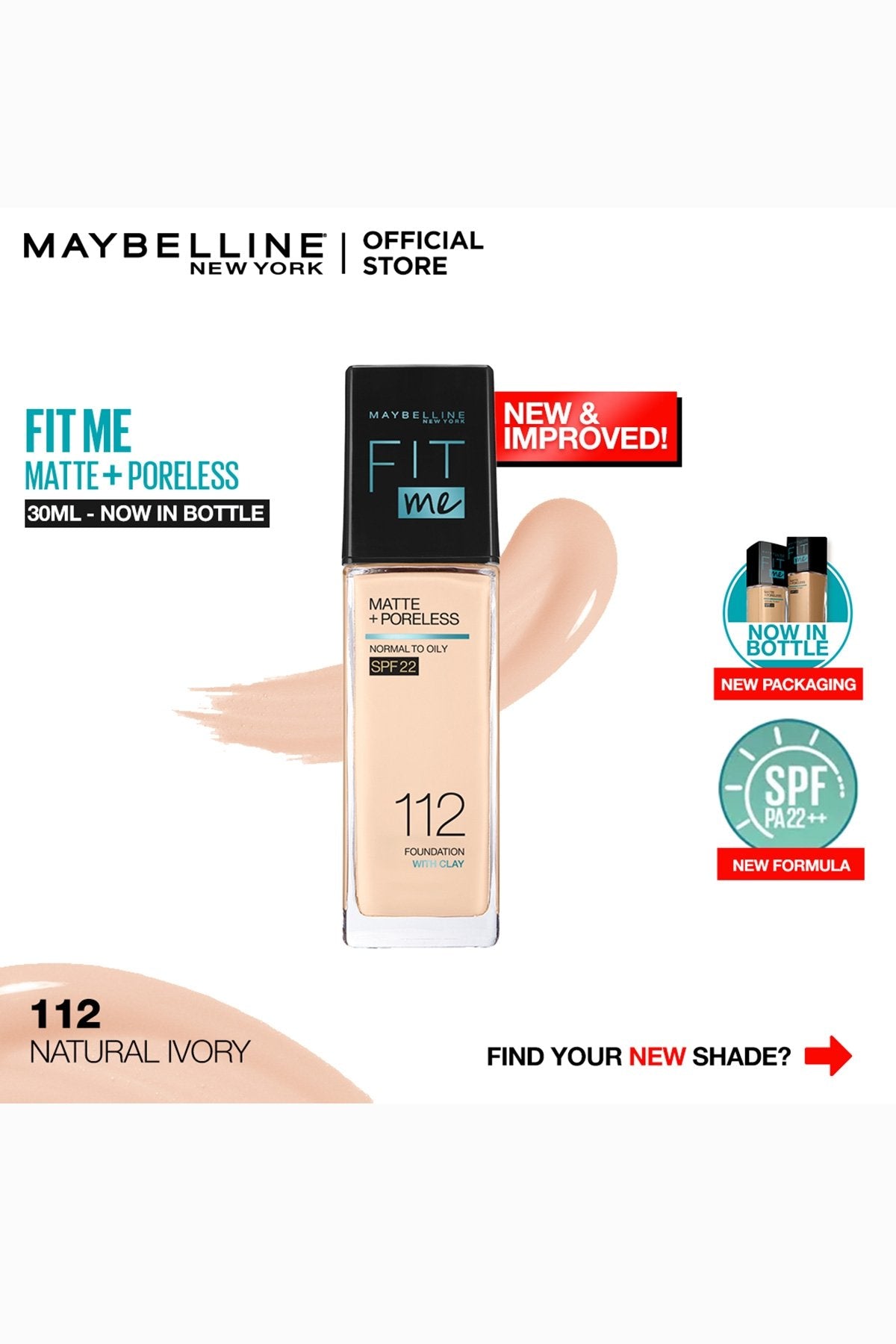 Fit Me! Matte & Poreless Foundation - 112 Natural Ivory