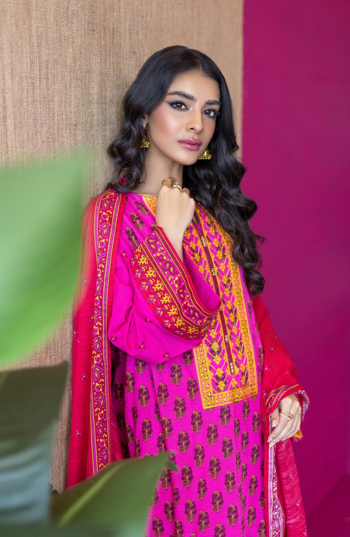 Orient - Unstitched 3 Piece Embroidered Khaddar Shirt , Khaddar Pant and Khaddar Dupatta