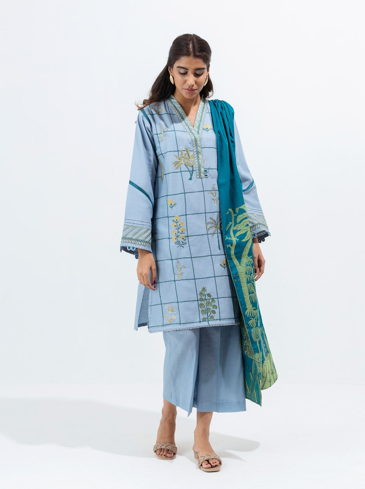 Beechtree - Crystal Blue-Embroidered-2P (UNSTITCHED)