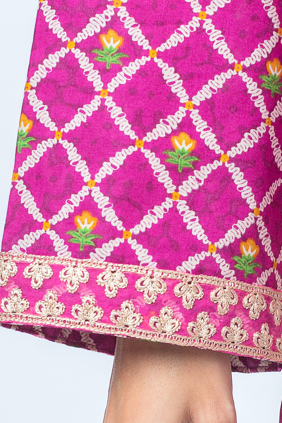 Beechtree - 3 PIECE - EMBROIDERED CAMBRIC SUIT - FUCHSIA FESTIVAL (UNSTITCHED)