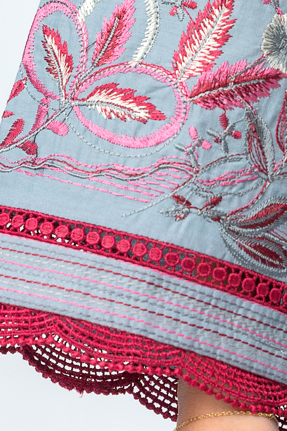 Beechtree - 3 PIECE - EMBROIDERED CAMBRIC SUIT WITH WOVEN SHAWL - DIVINITY DREAM (UNSTITCHED)