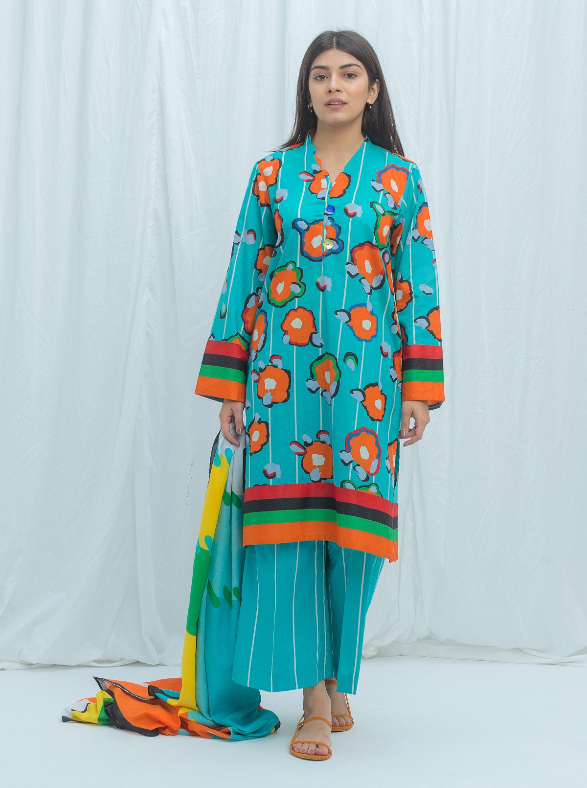 Beechtree - Bold Blue-Printed-3P (UNSTITCHED)