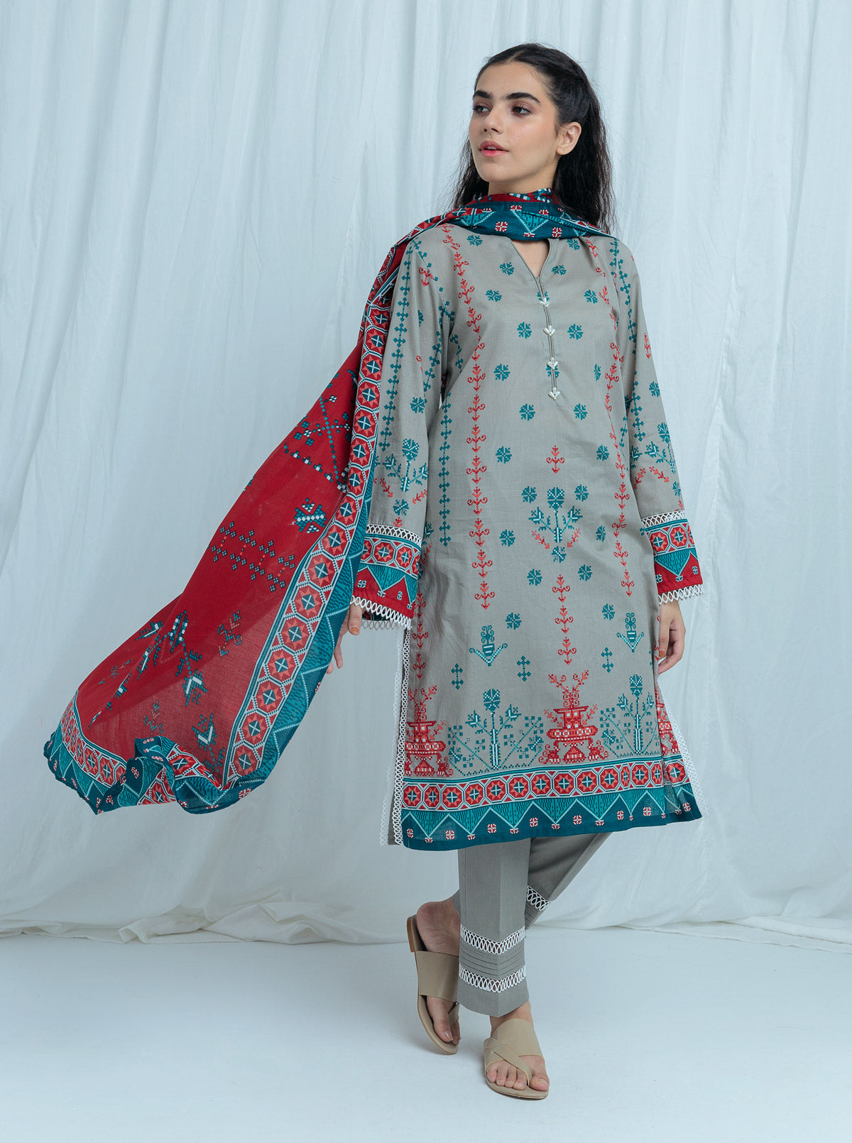 Beechtree - Grey Flint-Printed-2 Pc (UNSTITCHED)