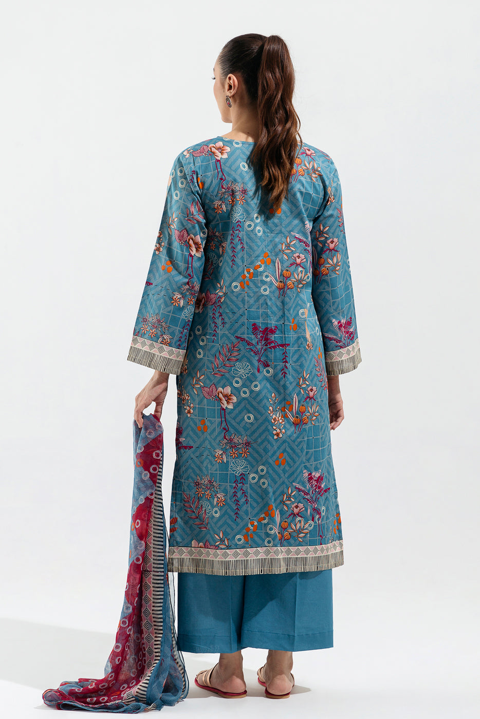 Beechtree - 3 PIECE - PRINTED LAWN SUIT - CERULEAN VERVE (UNSTITCHED)