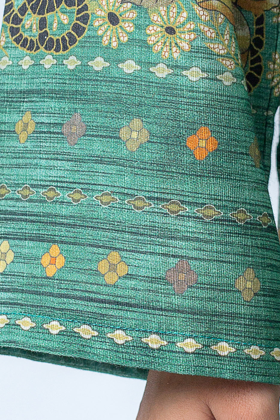 Beechtree - 1 PIECE - PRINTED KHADDAR SHIRT - TOPAZ GREEN (UNSTITCHED)