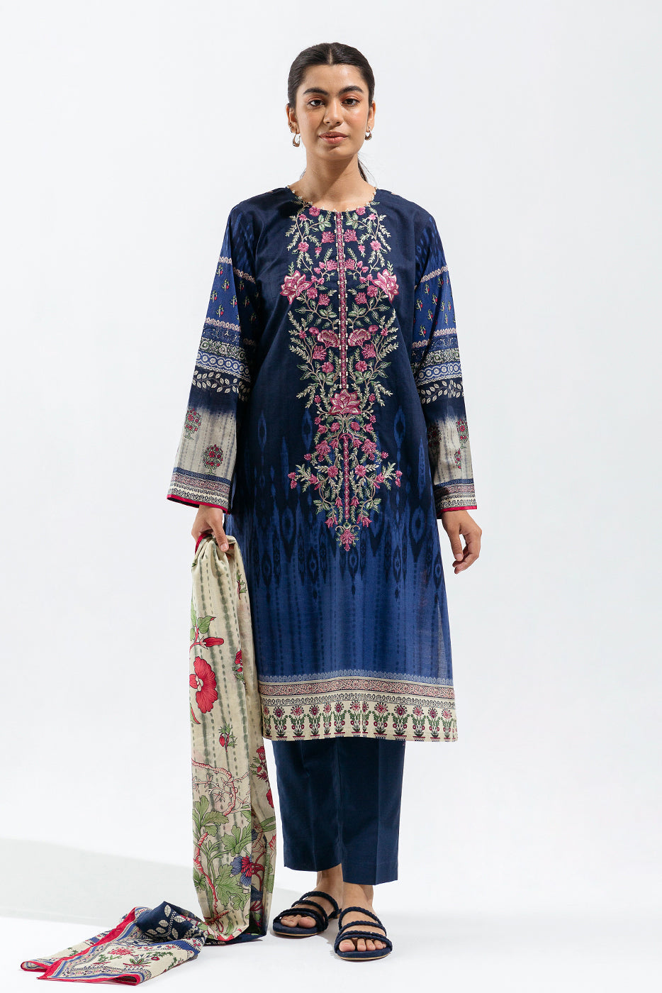 Beechtree - 2 PIECE - EMBROIDERED LAWN SUIT - MYSTIC BLUE (UNSTITCHED)