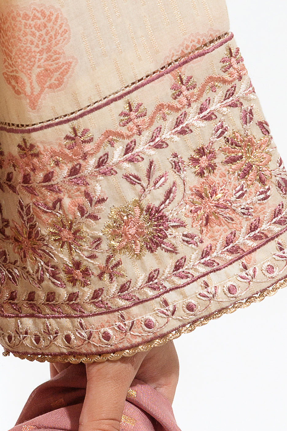 Beechtree - 3 PIECE - EMBROIDERED JACQUARD SUIT - ROSY ORCHID (UNSTITCHED)