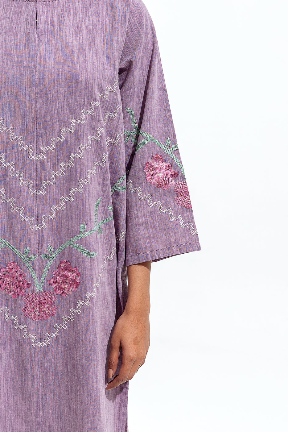 Beechtree - EMBROIDERED SLUB KHADDAR SHIRT (PRET)