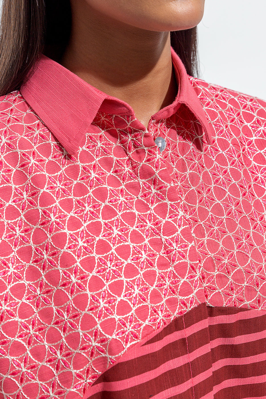 Beechtree - EMBROIDERED SLUB KHADDAR SHIRT (PRET)
