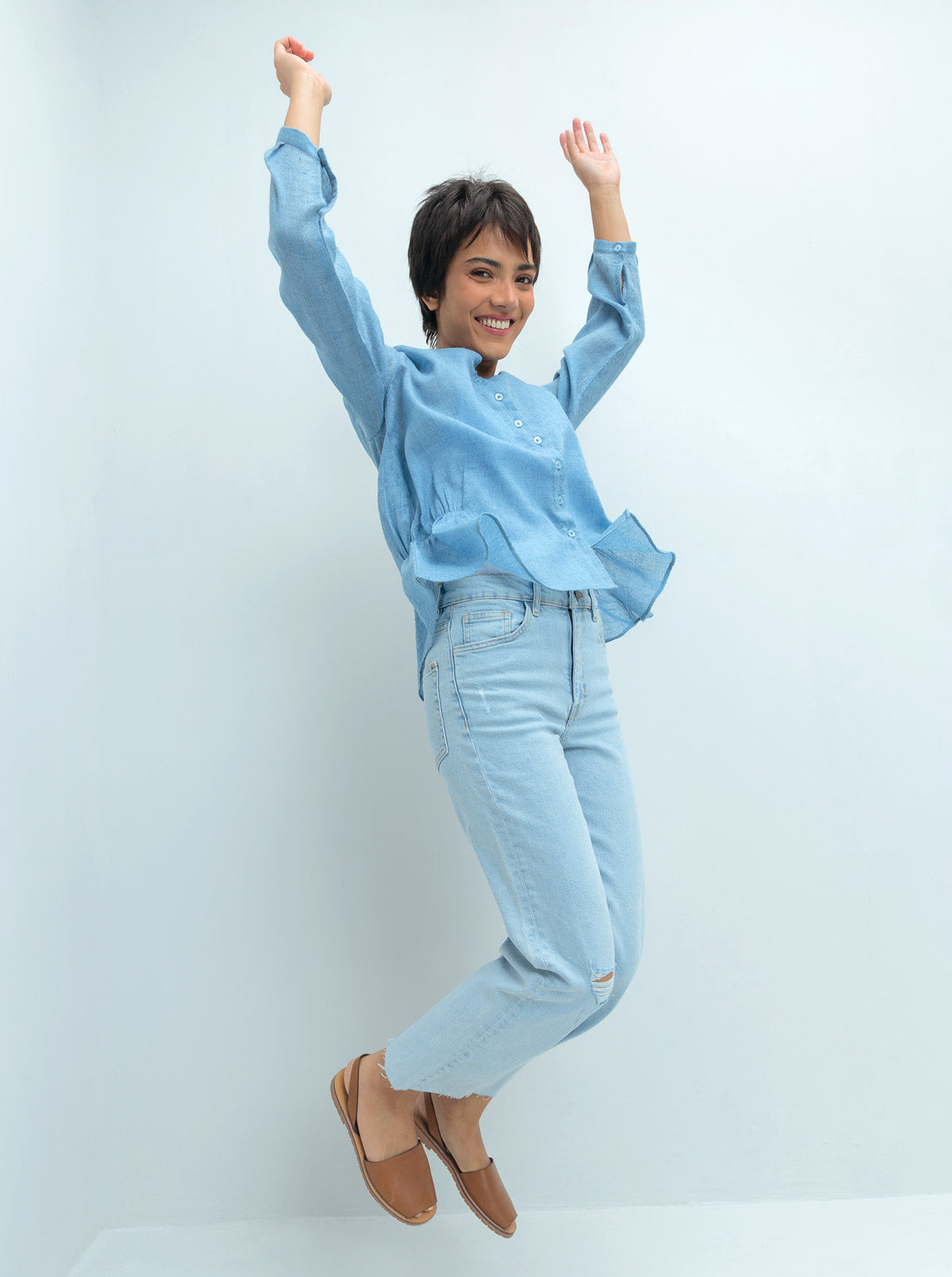 Beechtree - Powder Blue Peplum Top