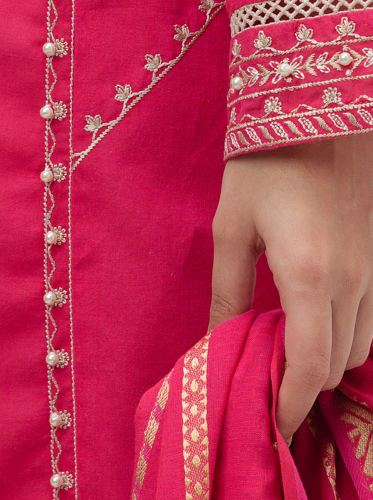 Beechtree - Embroidered Shirt With Dupatta