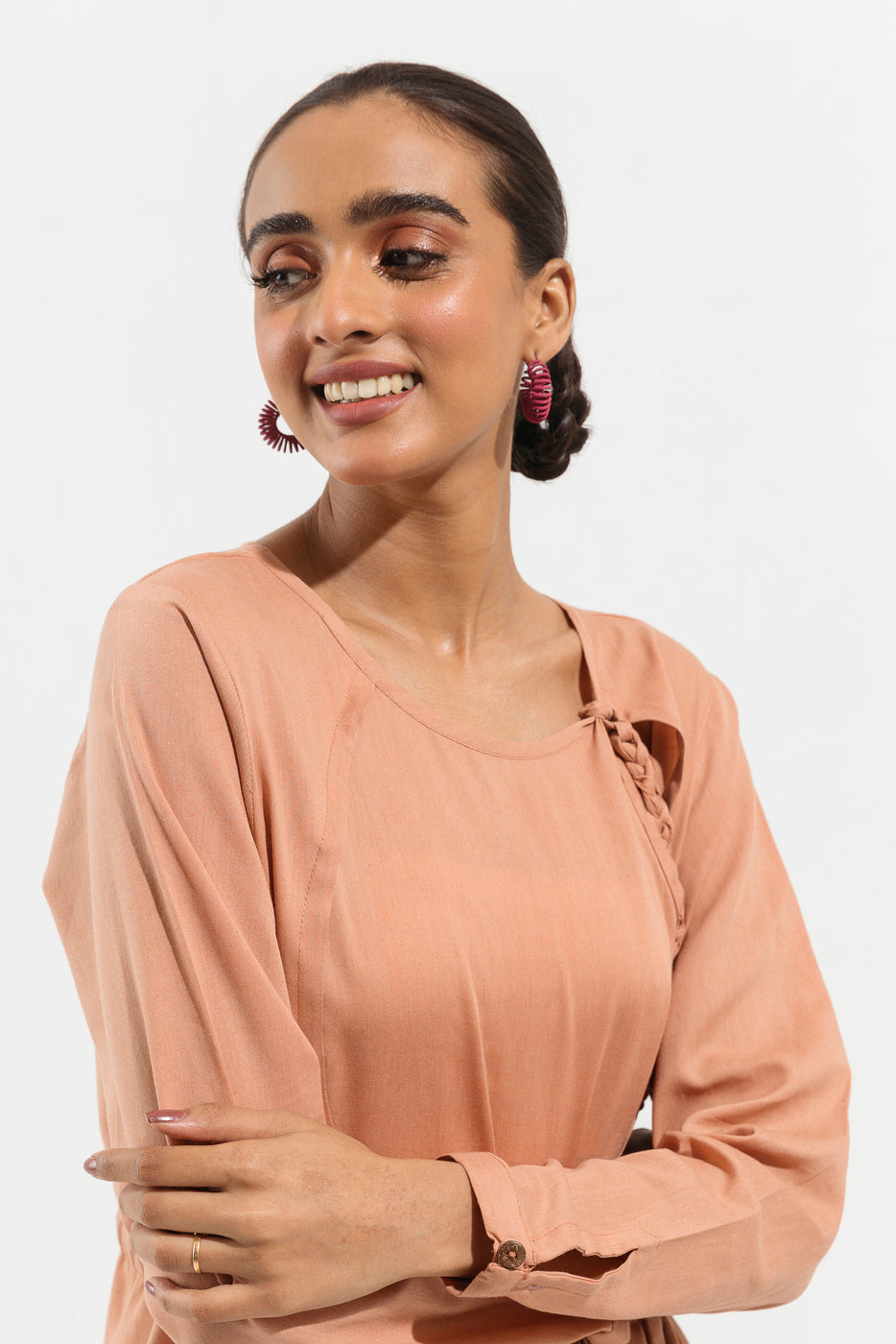 Beechtree - Sand Brown Overlapped Long Dress