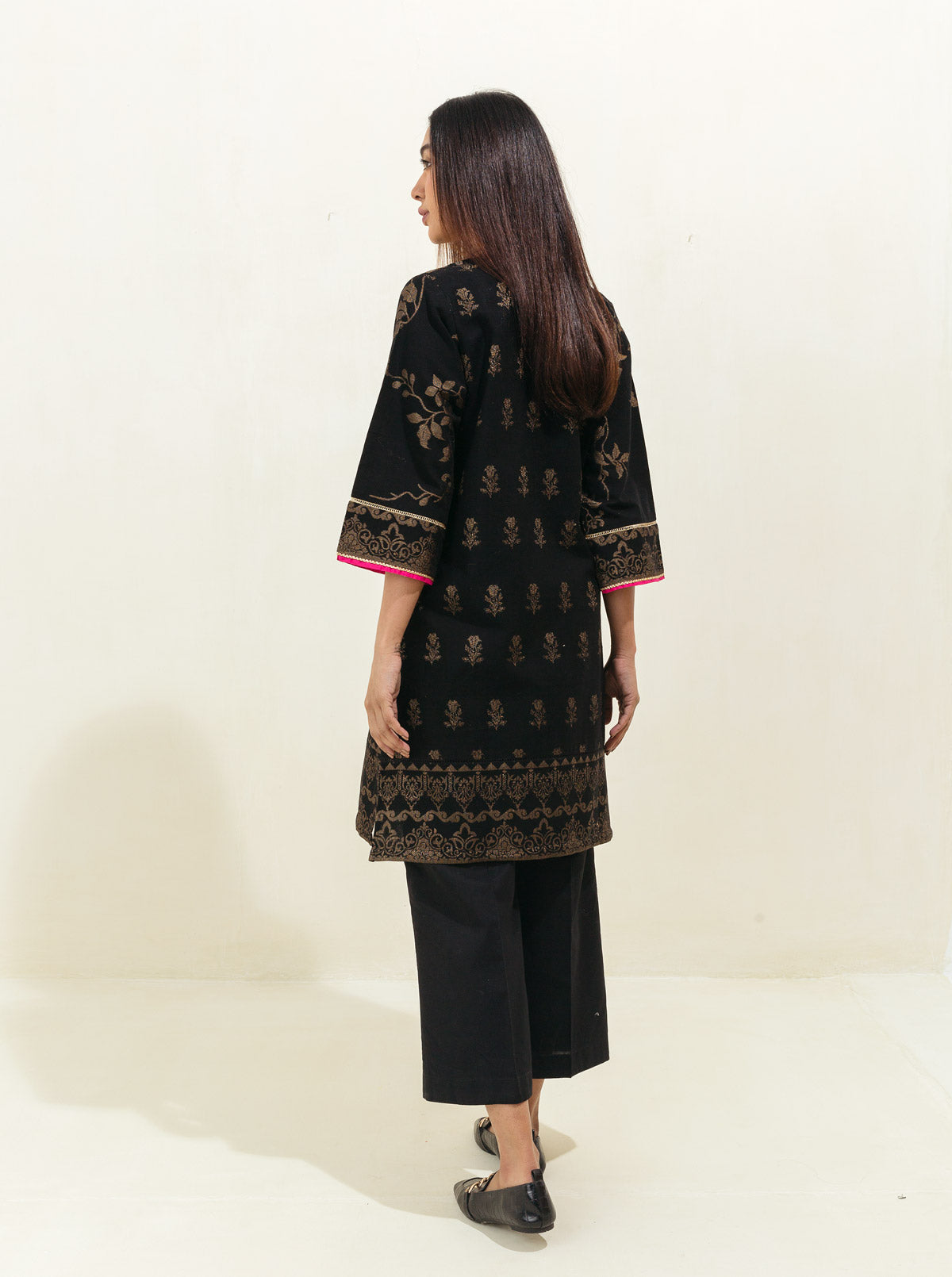 Beechtree - BASIC KHADDAR JACQUARD SHIRT (PRET)