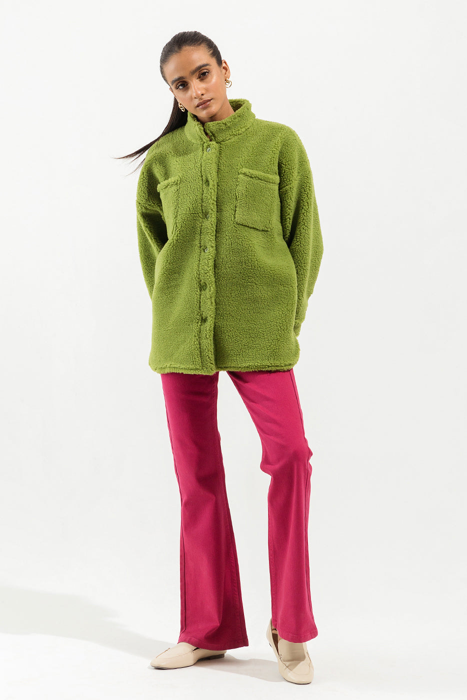 Beechtree - Lime Sherpa Shacket