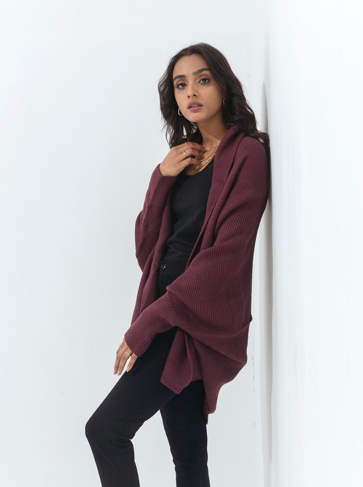 Beechtree - Maroon Batwing Shrug