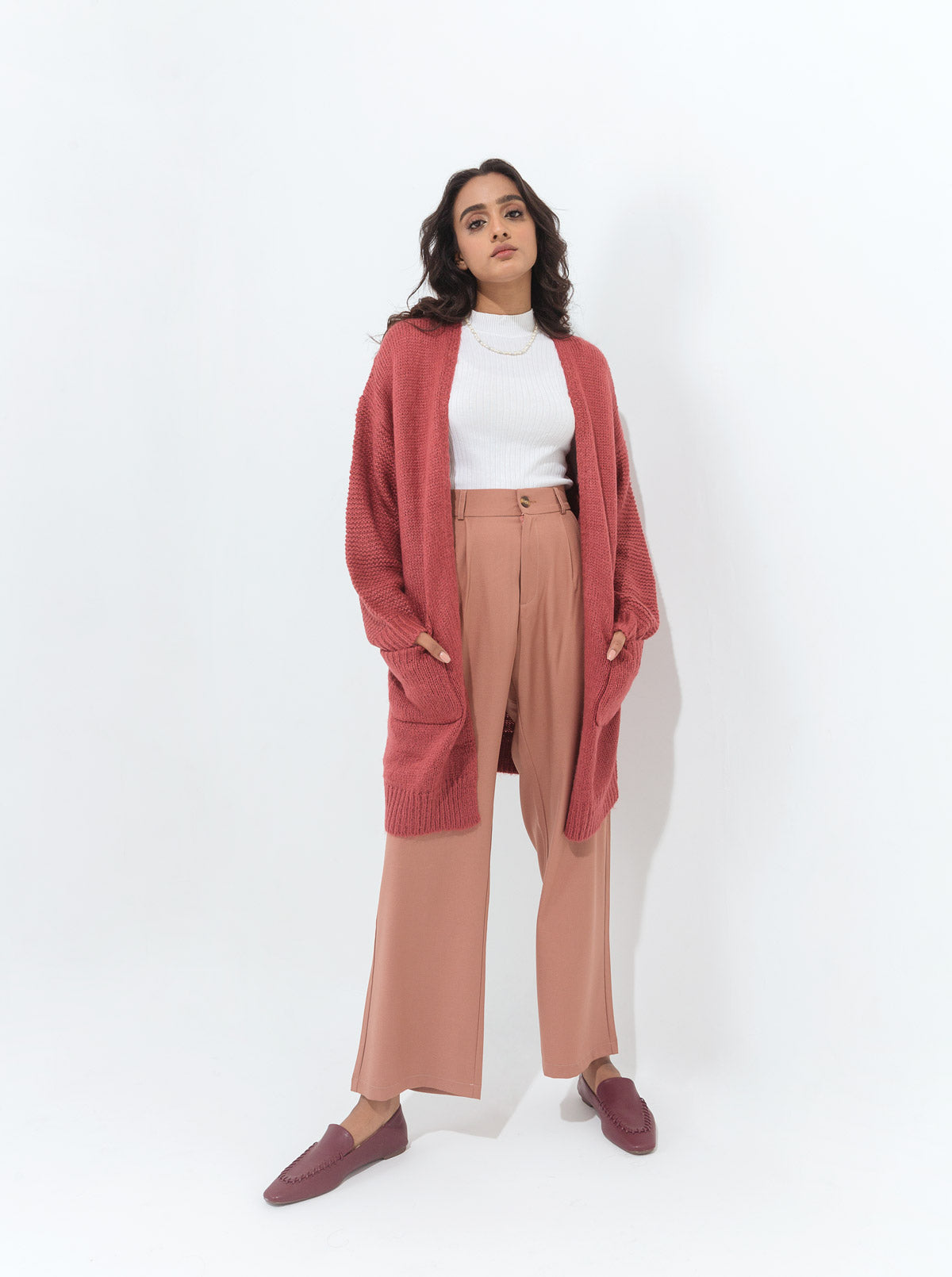 Beechtree - Dark Mink Long Textured Pocket Shrug