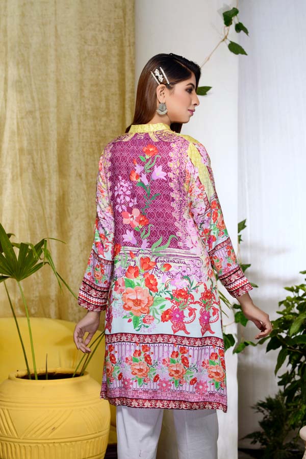 Adan's Libas - Citron - Digital Embroidered & Hand Embellished Stitched Kurti