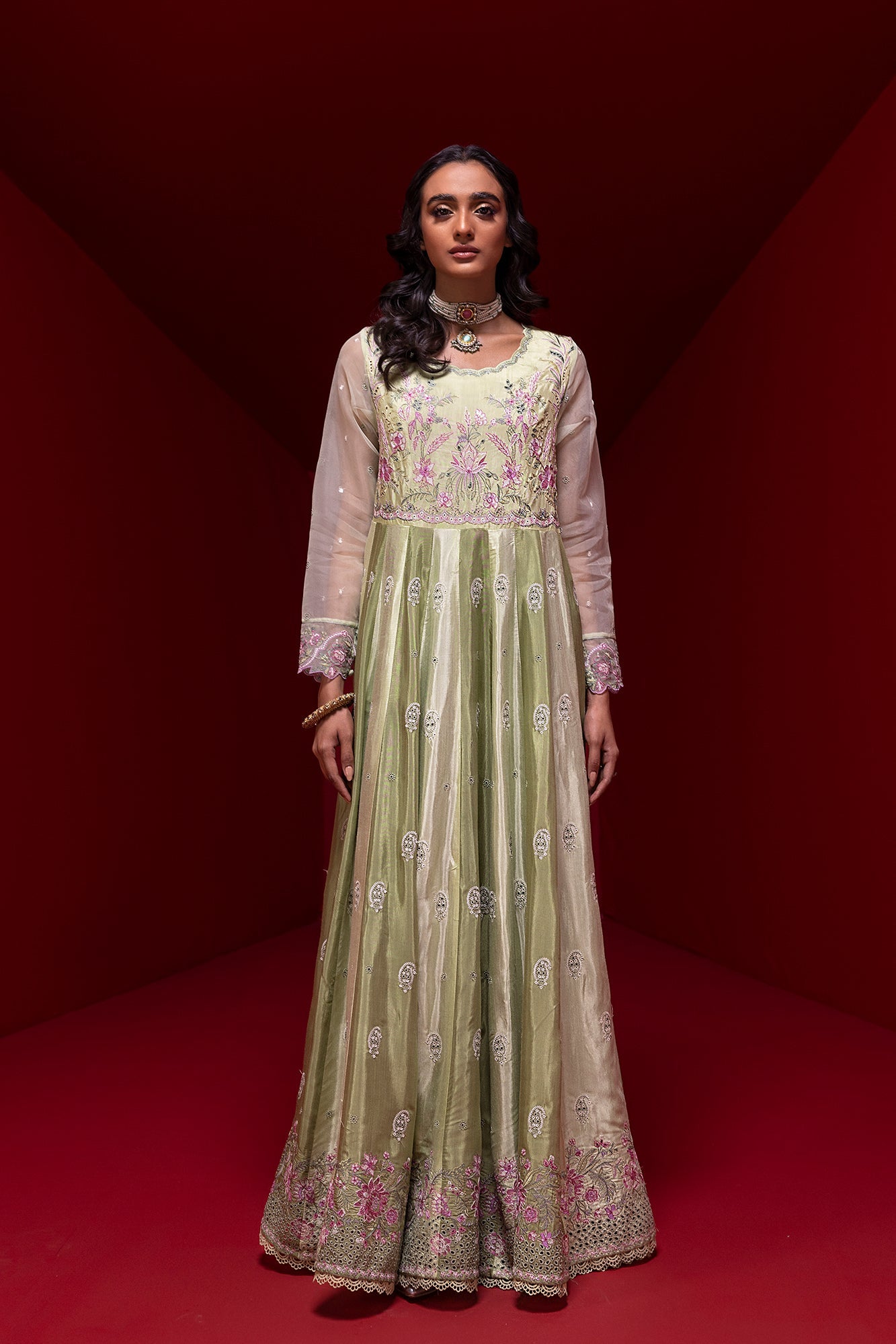 green emerald velvet dress Tribal Treat Ethnic 2-Piece – GENERATION main image 0
