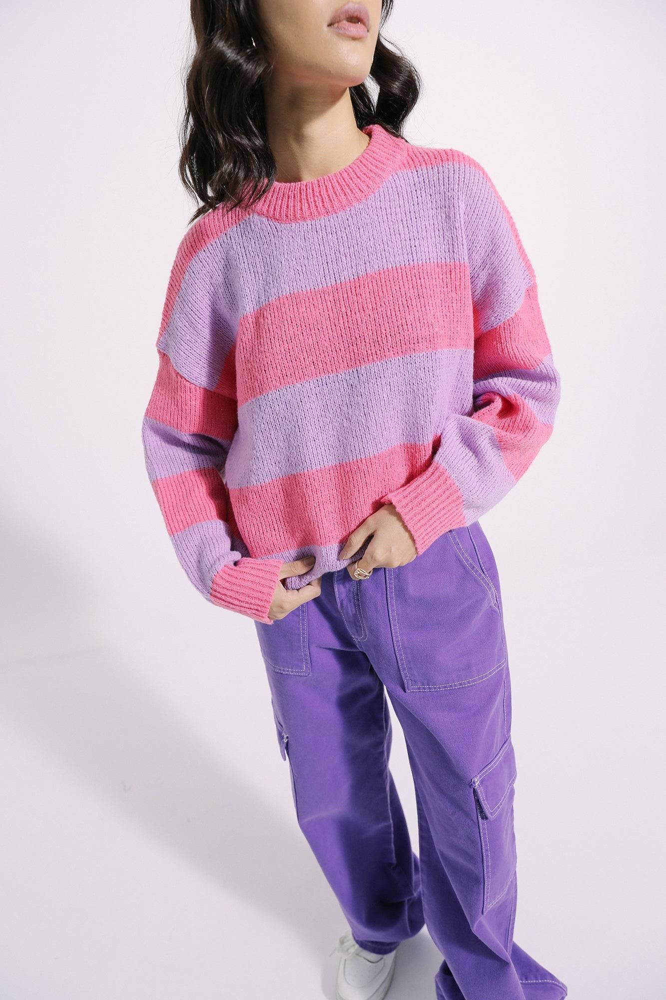 Ethnic - TEXTURED STRIPED SWEATER (E0537/108/408)