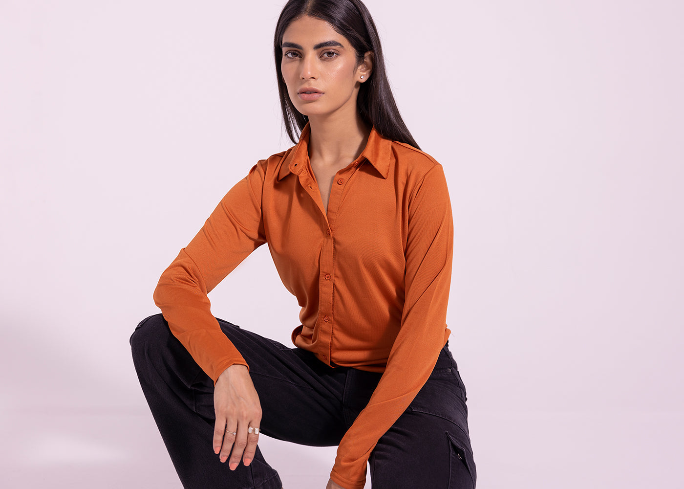 Ethnic - SOLID BUTTON DOWN TOP (E0871/108/015)