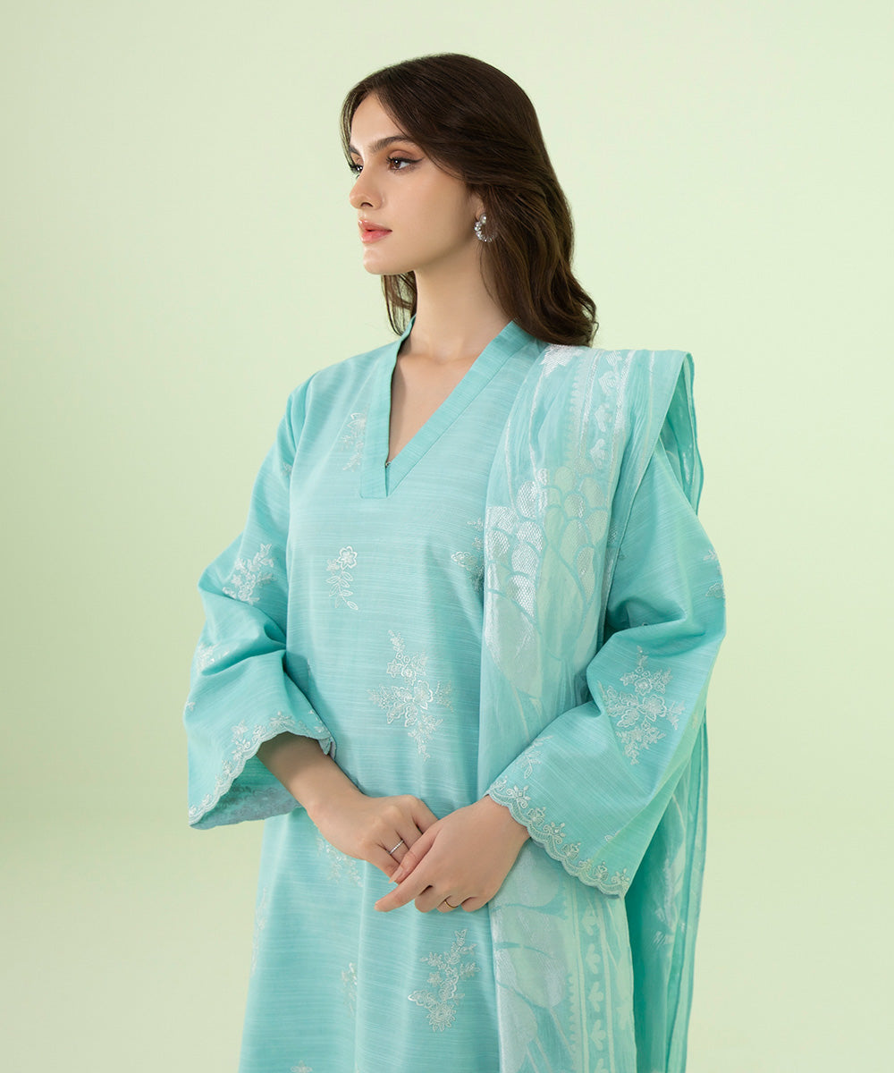 Sapphire - 3 Piece - Embroidered Light Khaddar Suit