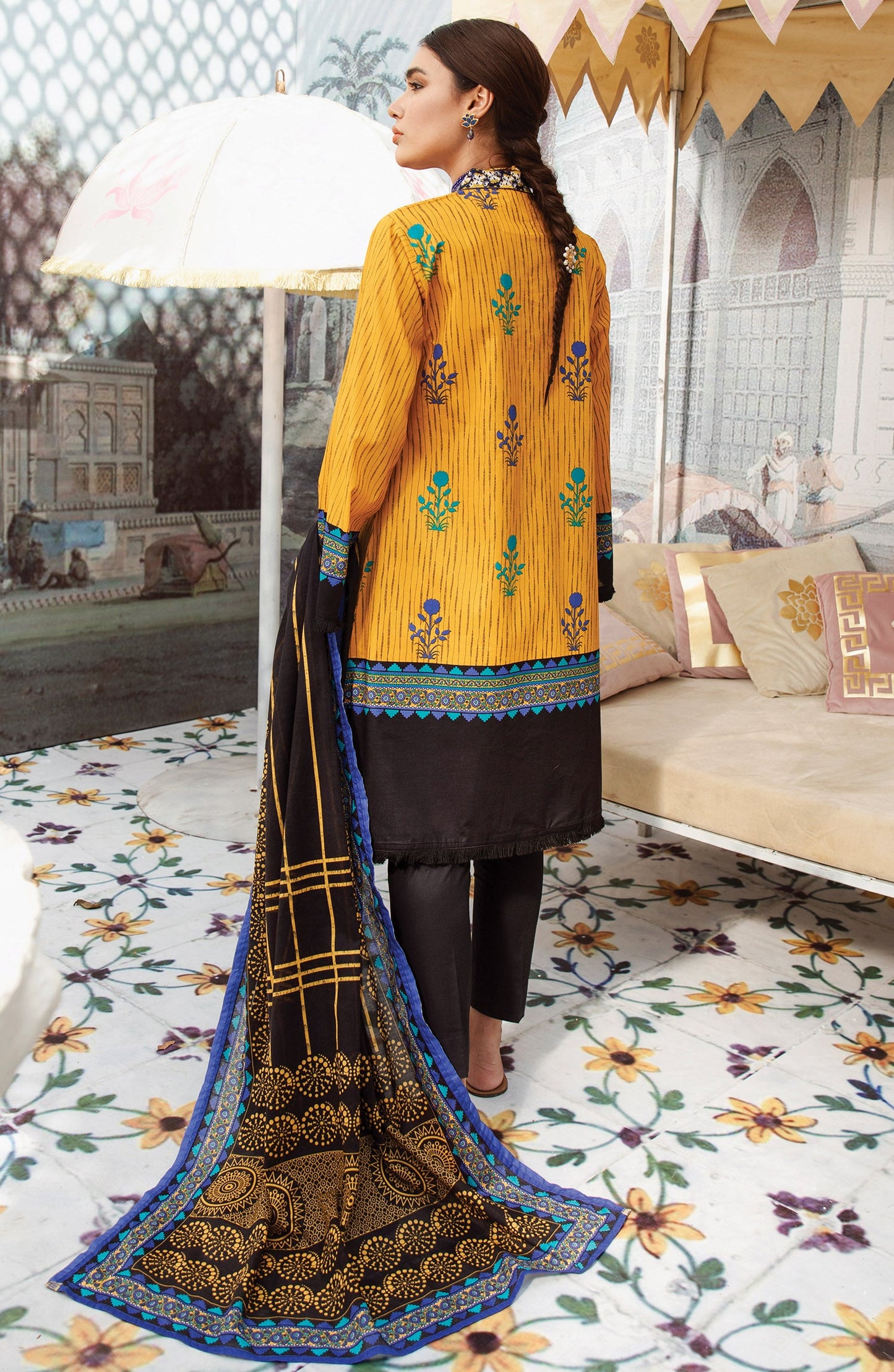 Orient - Unstitched 2 Piece Embroidered Lawn Shirt Dupatta