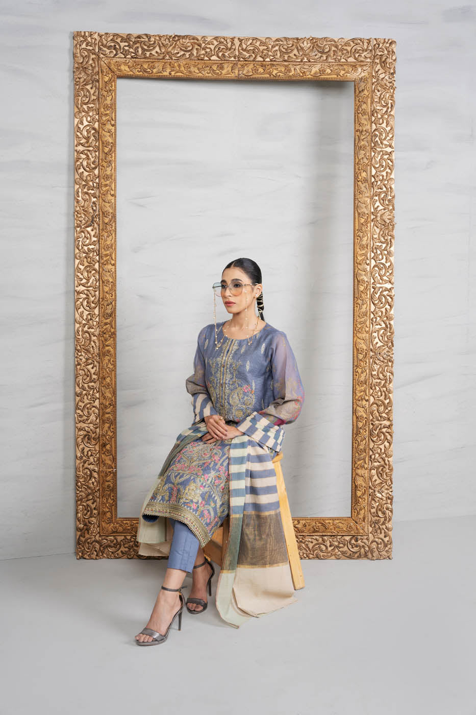 3 Pc Cotton Net Outfit