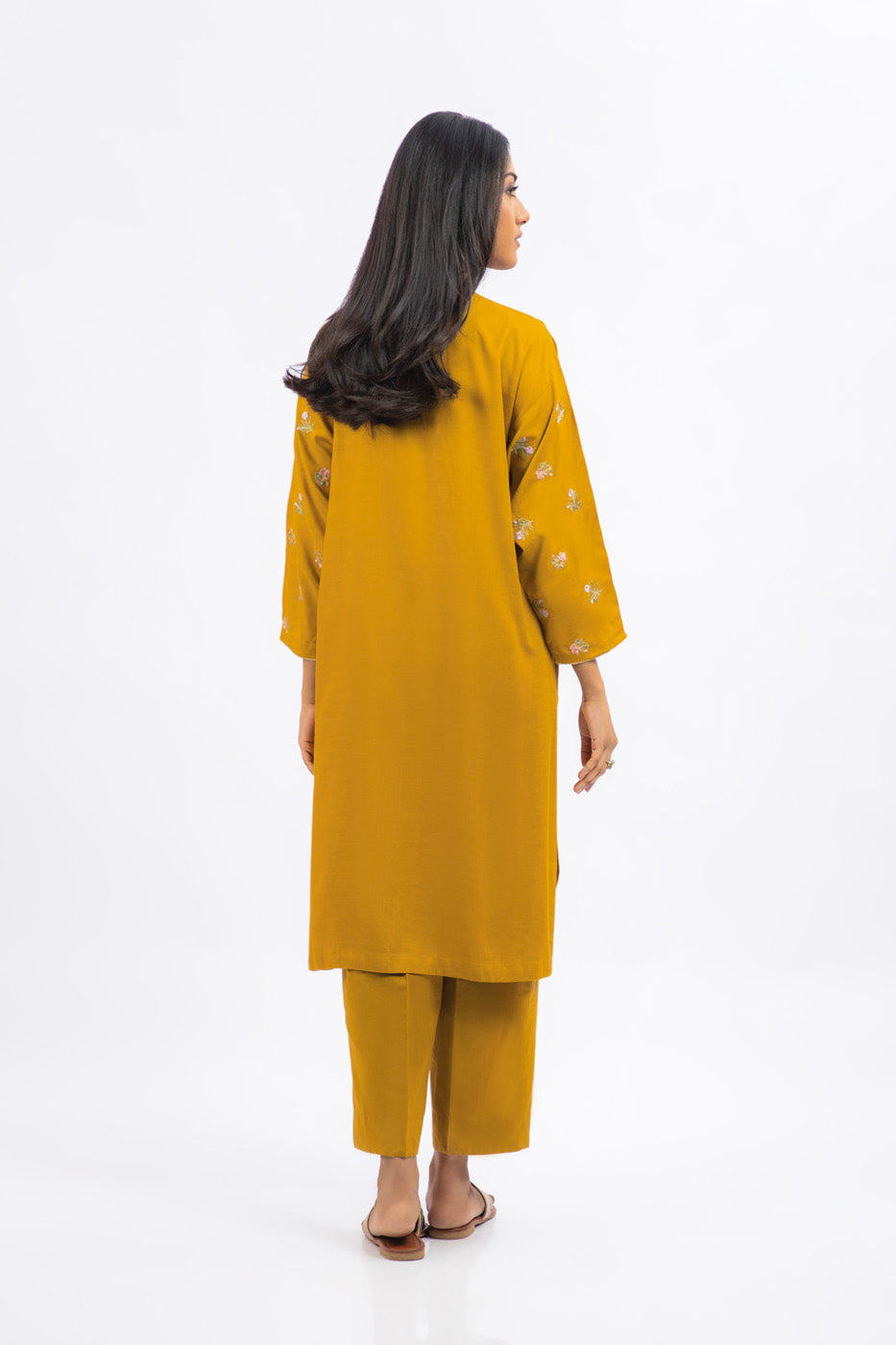 Dyed Embroidered Raw Silk Kurti