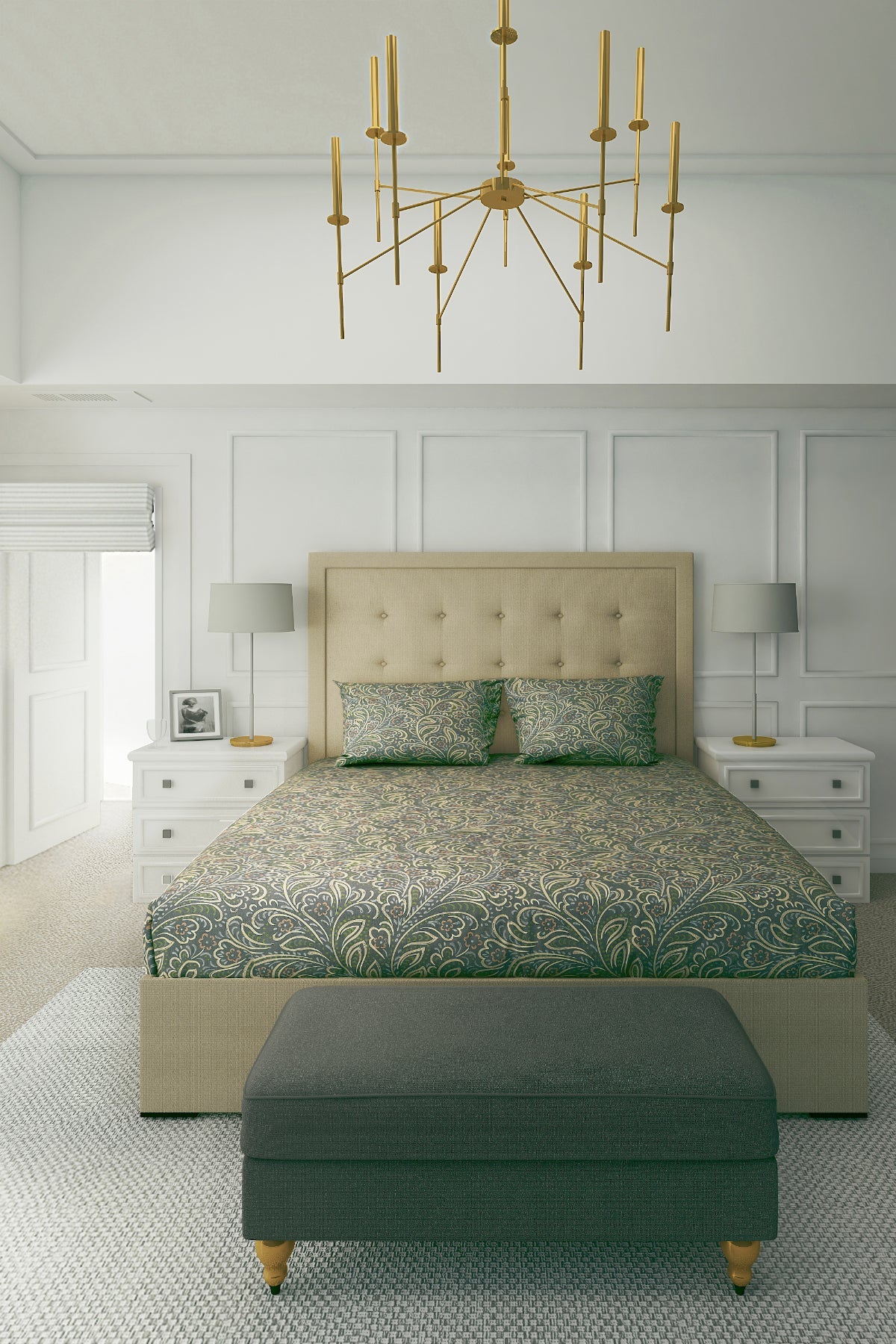 Printed Cotton Satin Sheet Set T-300