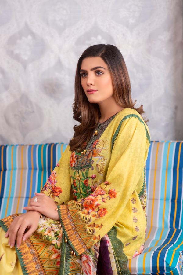 Adan's Libas - Clementine - Digital Printed Lawn (Unstitch)