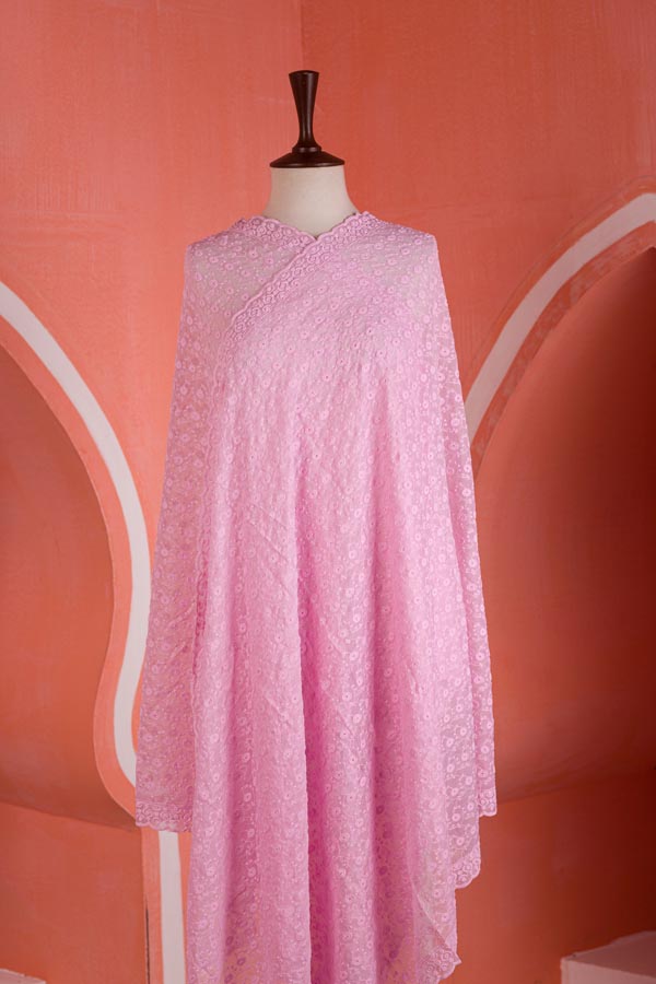 Adan's Libas - Cotton Candy - Chikankeri Chiffon Dupatta