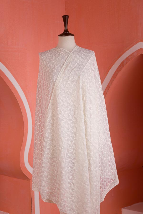 Adan's Libas - Champagne - Chikankeri Chiffon Dupatta