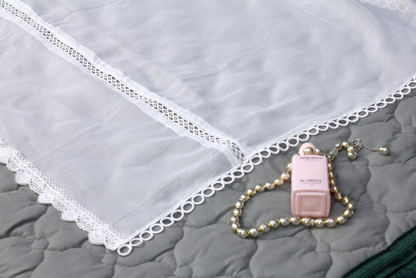 Bareeq Outfits - White Chiffon Lace Detailing Dupatta