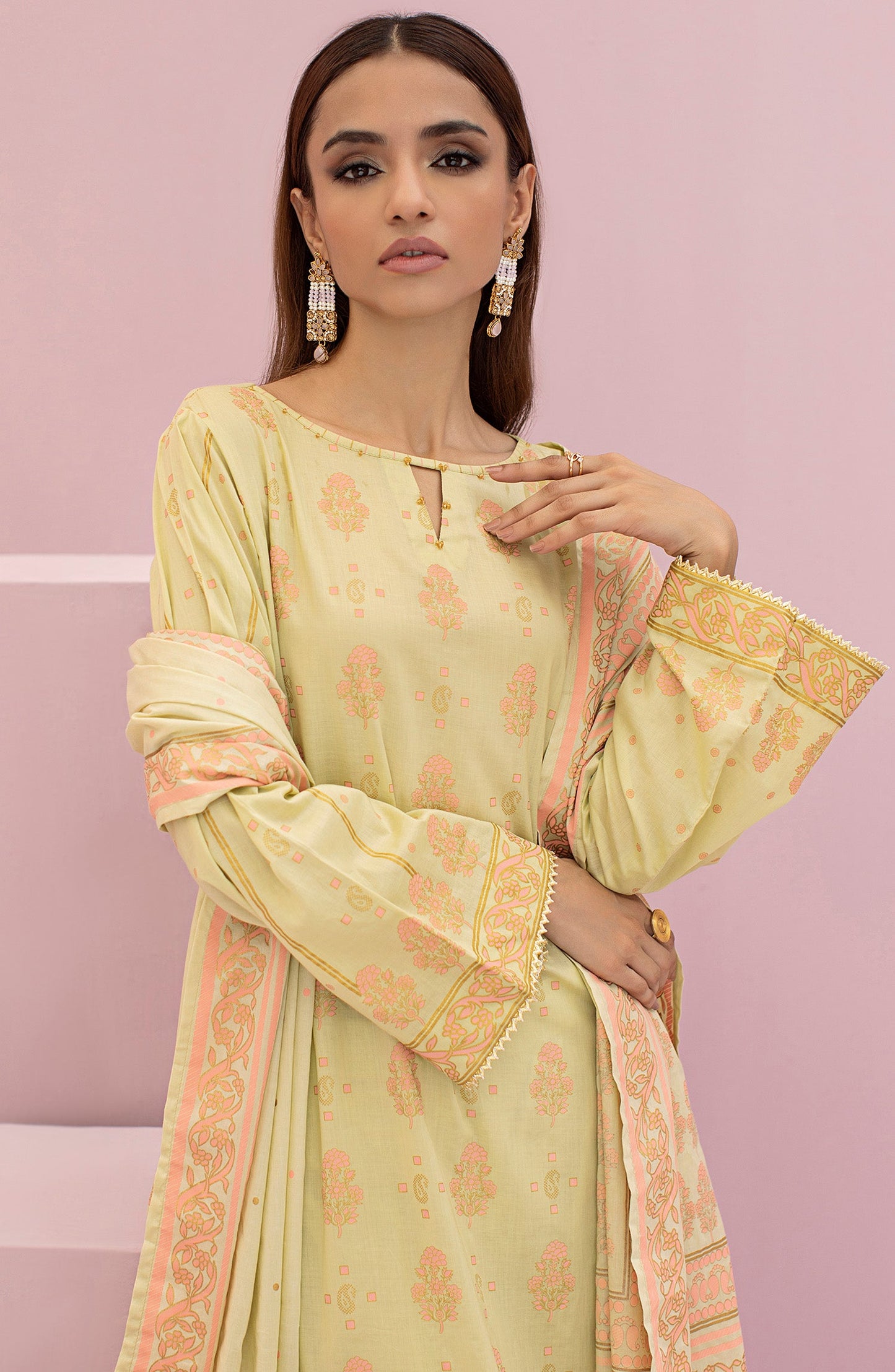 Orient - Stitched 3 Piece Printed Lawn Shirt , Cambric Pant and Lawn Dupatta